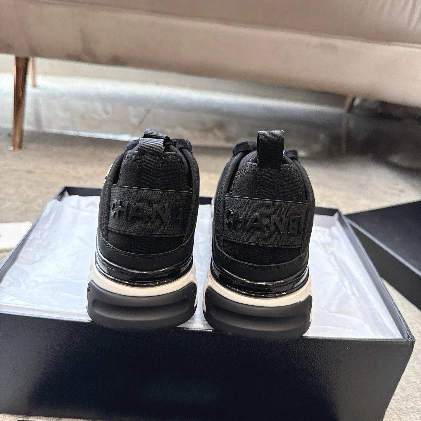 샤넬 믹스드 파이버 스니커즈 블랙