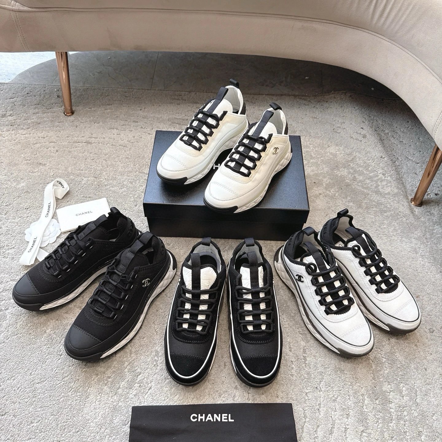 샤넬 믹스드 파이버 스니커즈 화이트