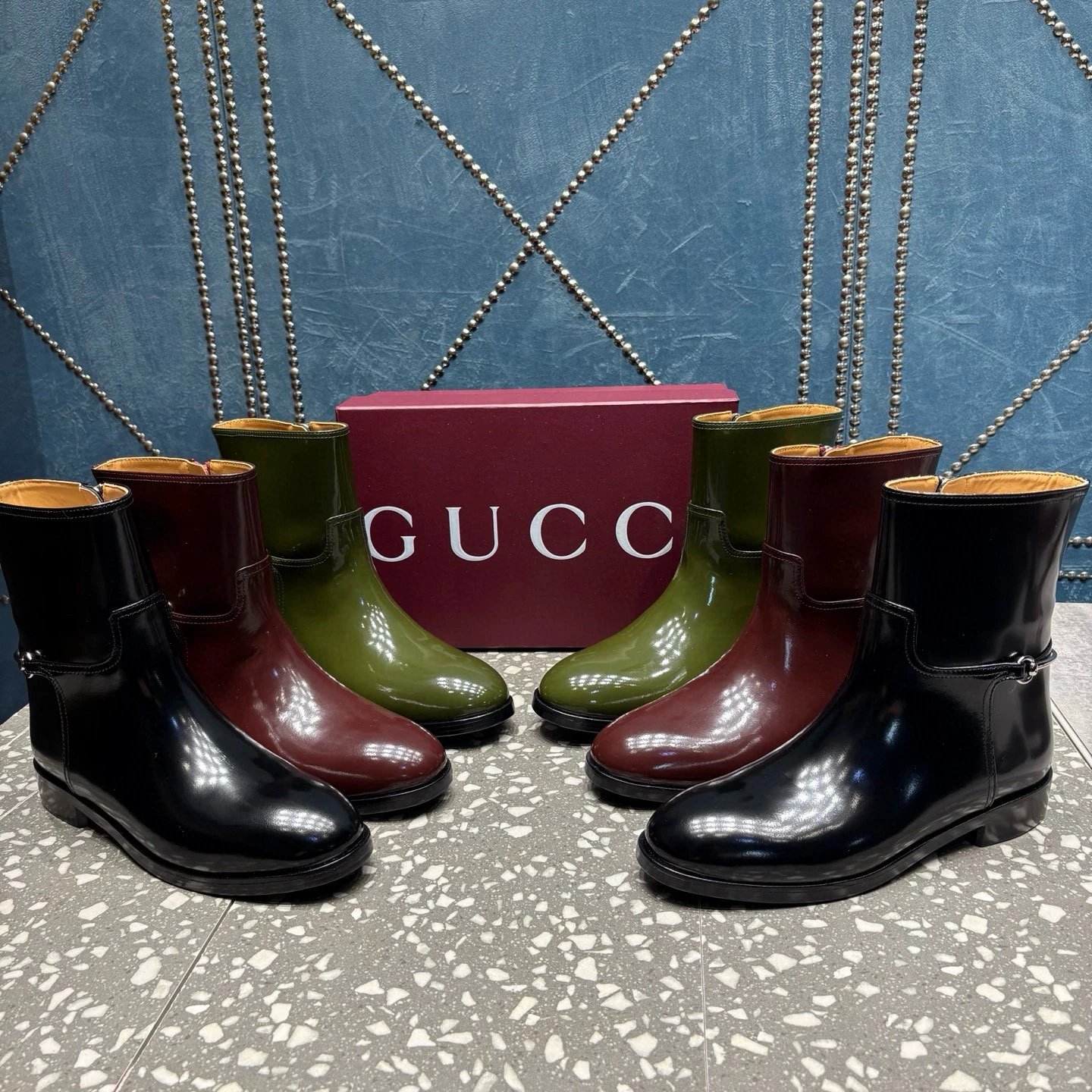 구찌 슬림 홀스빗 부츠 블랙 레더