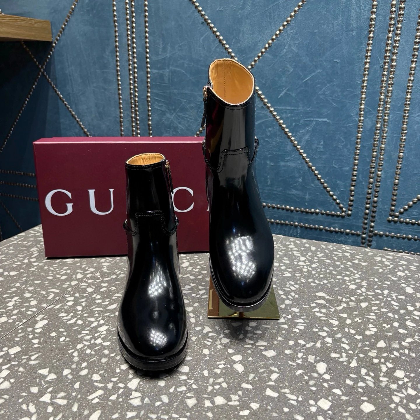 구찌 슬림 홀스빗 부츠 블랙 레더