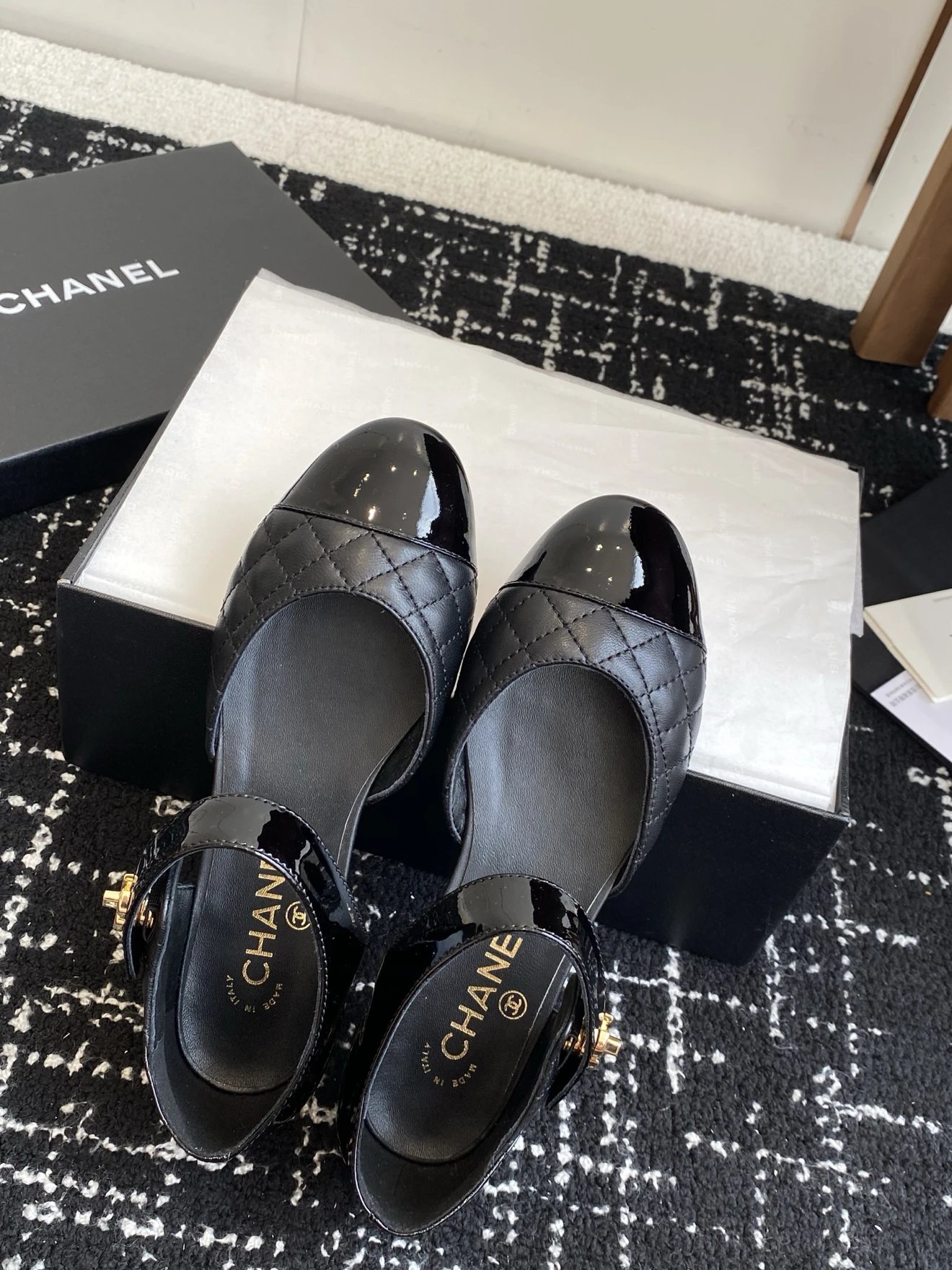 샤넬 턴락 메리제인 플랫 슈즈