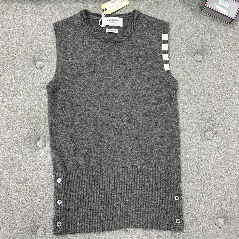 톰브라운 캐시미어 슬리브리스 4-Bar 니트 나시