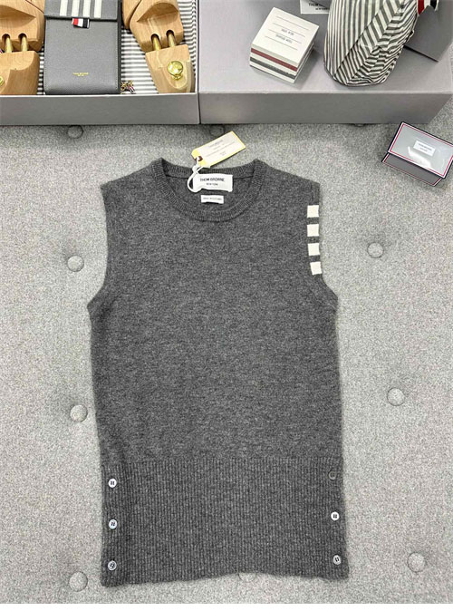 톰브라운 캐시미어 슬리브리스 4-Bar 니트 나시