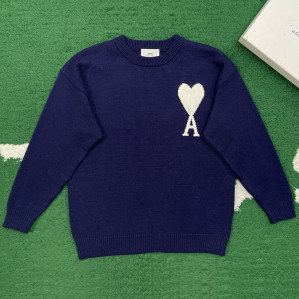 아미 빅 하트 로고 오버사이즈 인타르시아 스웨터