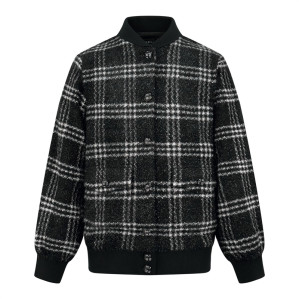 샤넬 숄카라 체크 버튼 울 트위드 자켓