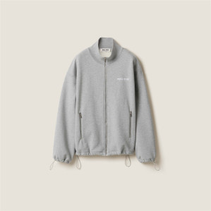 미우미우 로고 코튼 플리스 집업 스웨트셔츠