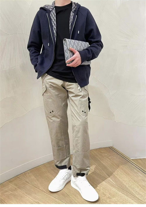 디올 오블리크 캐시미어 울 자카드 후드 집업 자켓