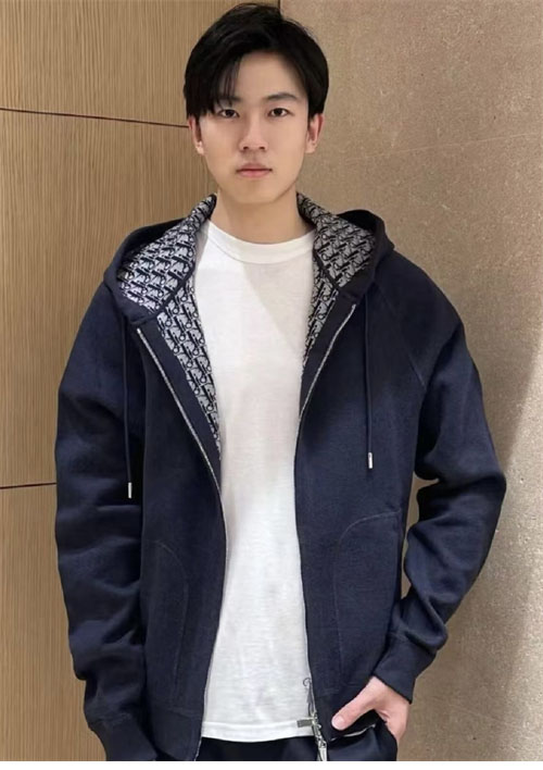 디올 오블리크 캐시미어 울 자카드 후드 집업 자켓