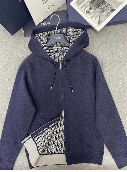 디올 오블리크 캐시미어 울 자카드 후드 집업 자켓