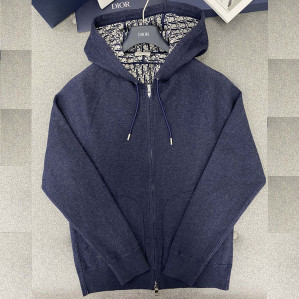 디올 오블리크 캐시미어 울 자카드 후드 집업 자켓