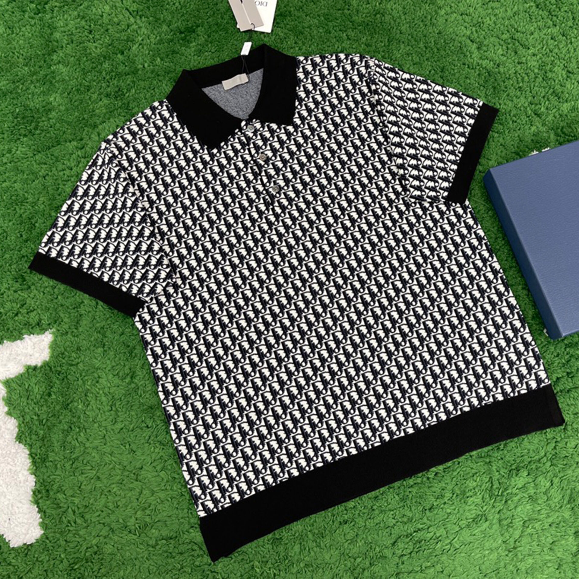 디올 오블리크 자카드 니트 폴로 반팔 티셔츠 “3COLOR”