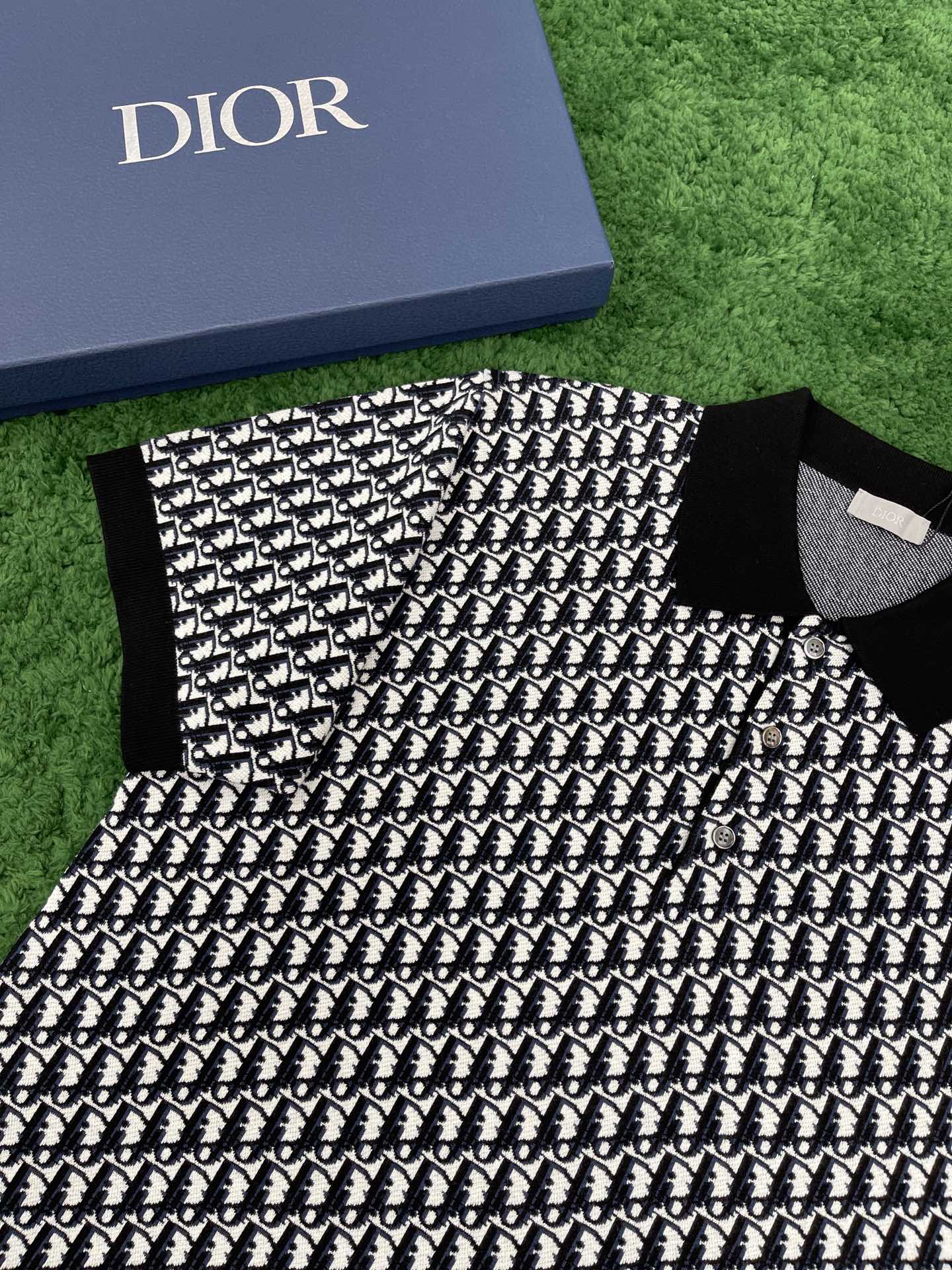 디올 오블리크 자카드 니트 폴로 반팔 티셔츠 “3COLOR”