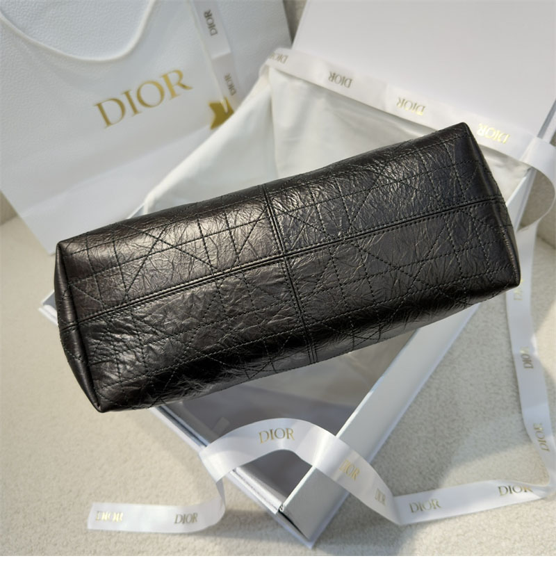 디올 보야주 미디엄 백 블랙 플랫 매크로 까나쥬 크링클