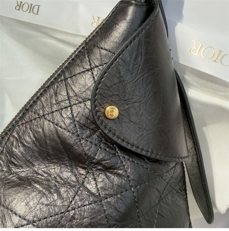 디올 보야주 미디엄 백 블랙 플랫 매크로 까나쥬 크링클