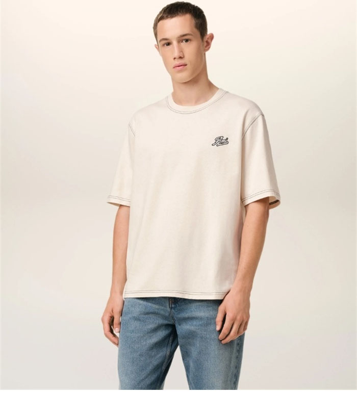 아미 베이지 코튼 시그니처 반팔 티셔츠