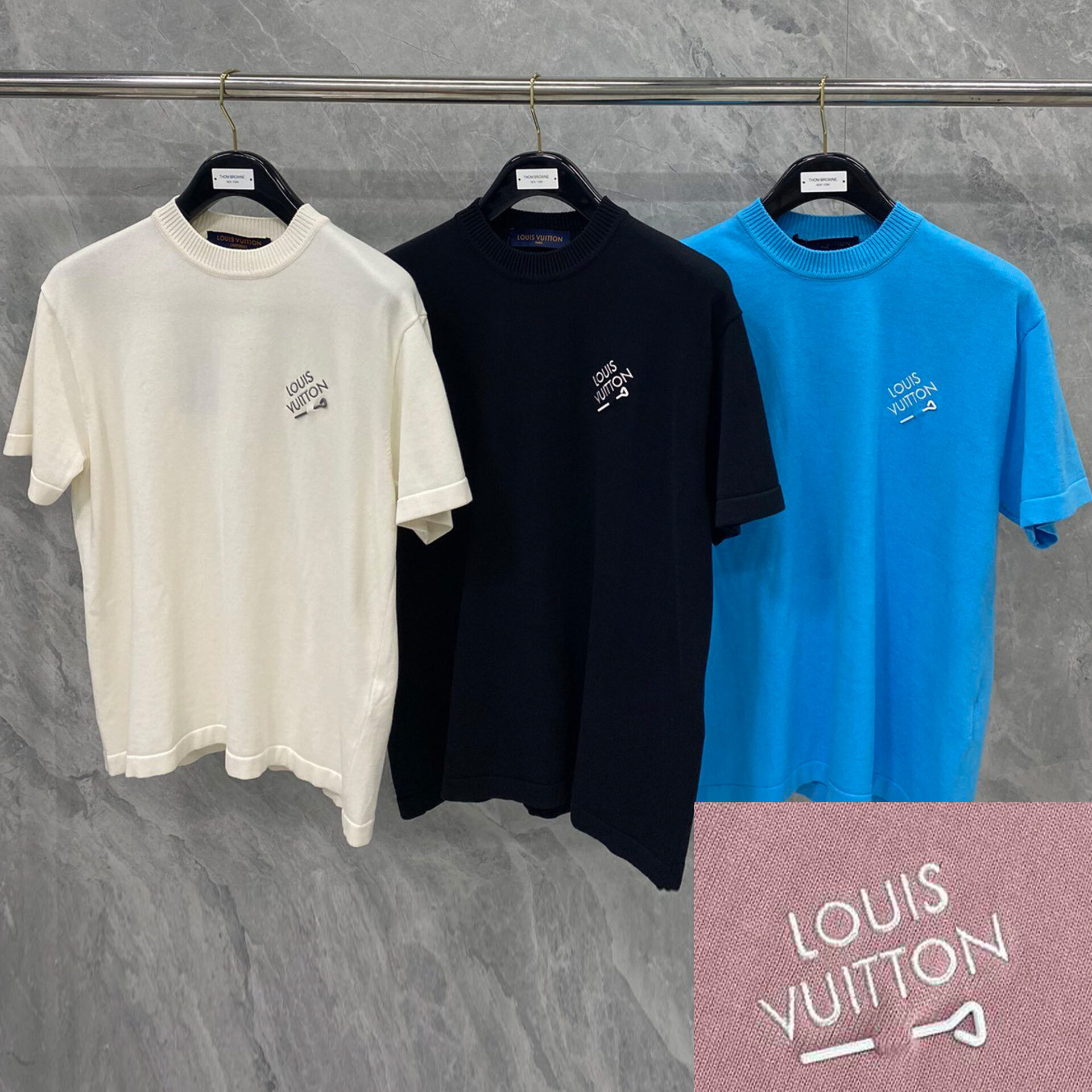 루이비통 엠브로이더드 시그니처 쇼트 슬리브 코튼 니트 반팔 “4COLOR”