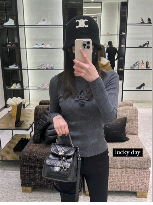 샤넬 24P 듀마 백팩 블랙