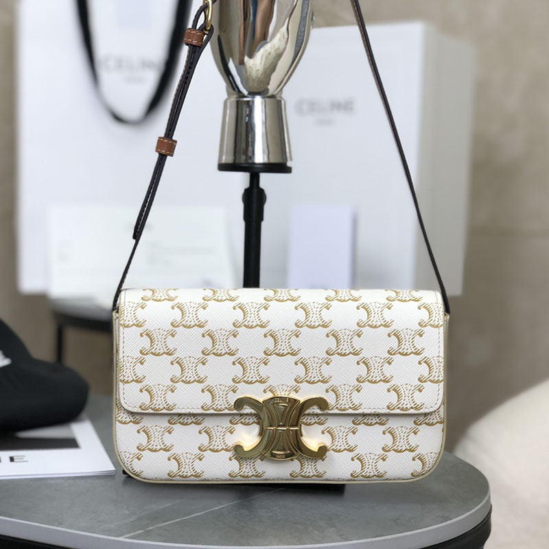 셀린느 트리옹프 클로드 숄더백 캔버스 화이트