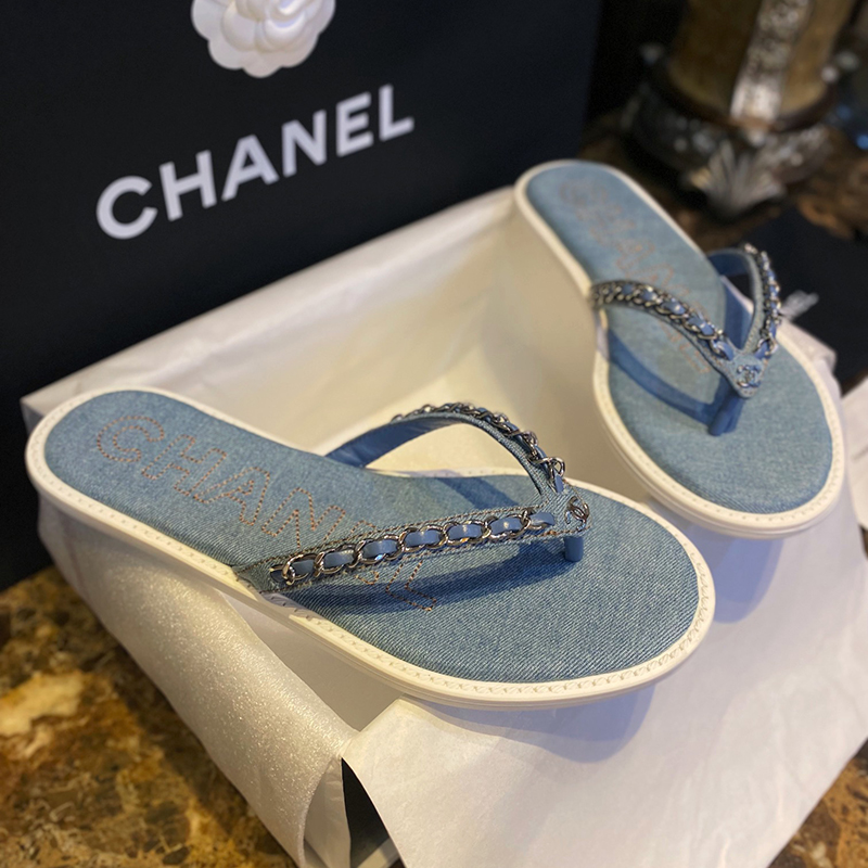 샤넬 CC로고 체인 플립플랍 슬리퍼