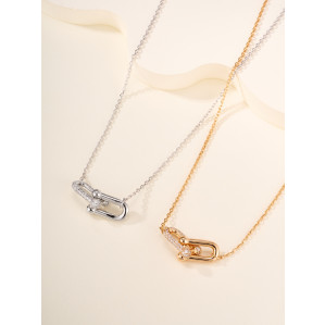 티파니 하드웨어 더블 인터록킹 팬던트 네클리스