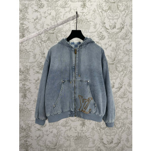 루이비통 워시드 데님 지퍼 후디드 자켓