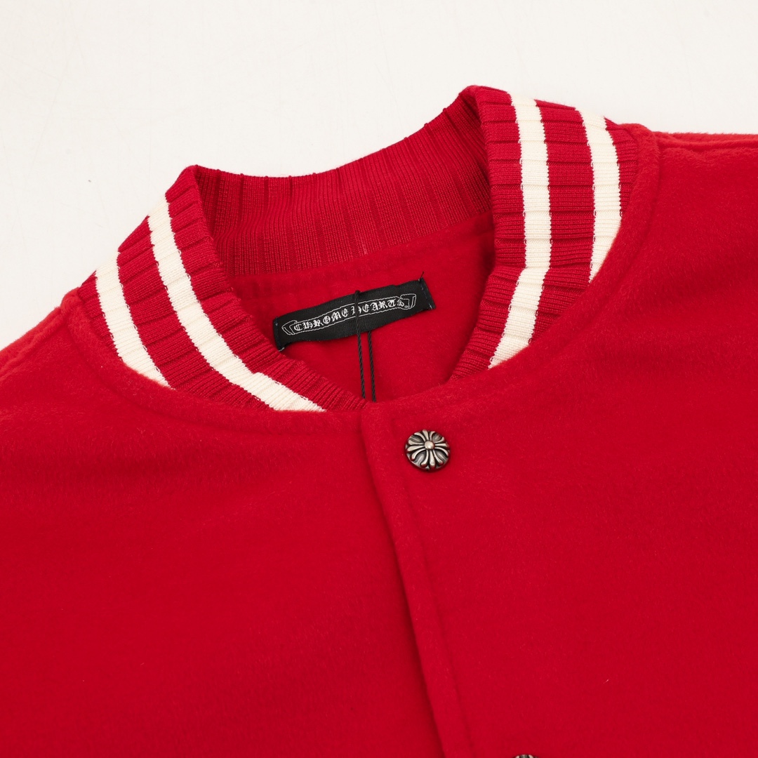 크롬하츠 크로스 패치 레터맨 바시티 자켓