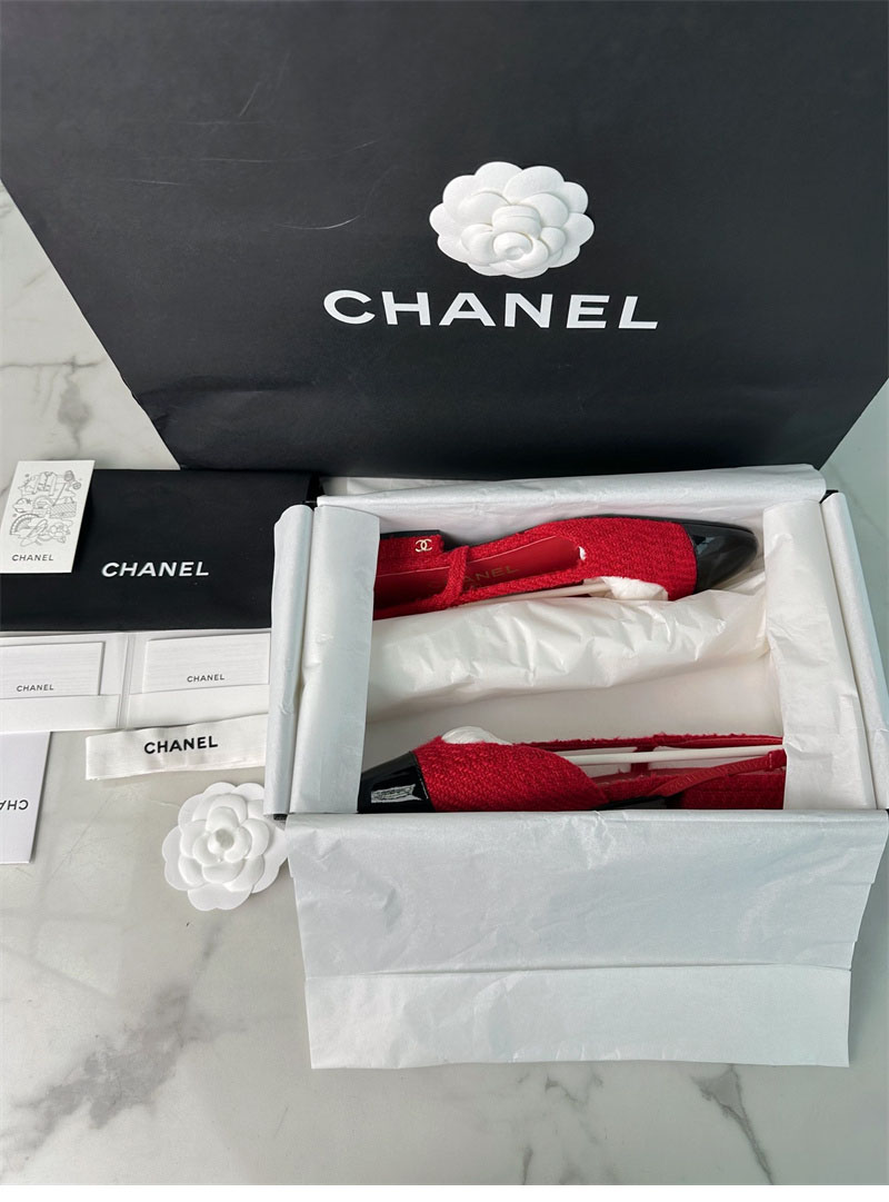 샤넬 25A CC 트위드 슬링백 플랫 슈즈（TJ공장）