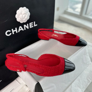 샤넬 25A CC 트위드 슬링백 플랫 슈즈（TJ공장）