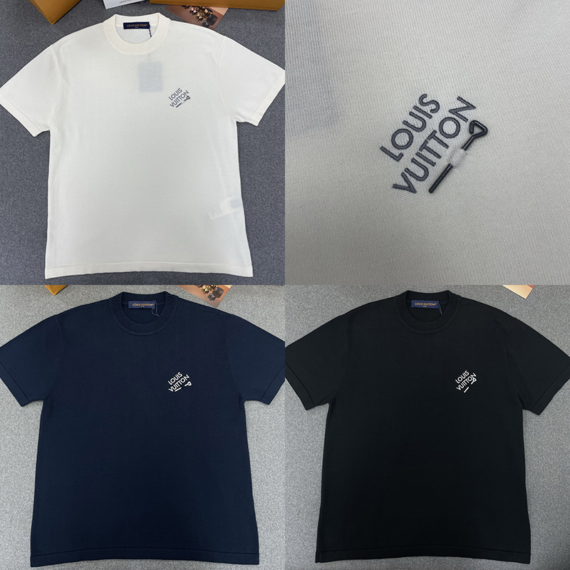 루이비통 엠브로이더드 시그니처 쇼트 슬리브 코튼 니트 반팔