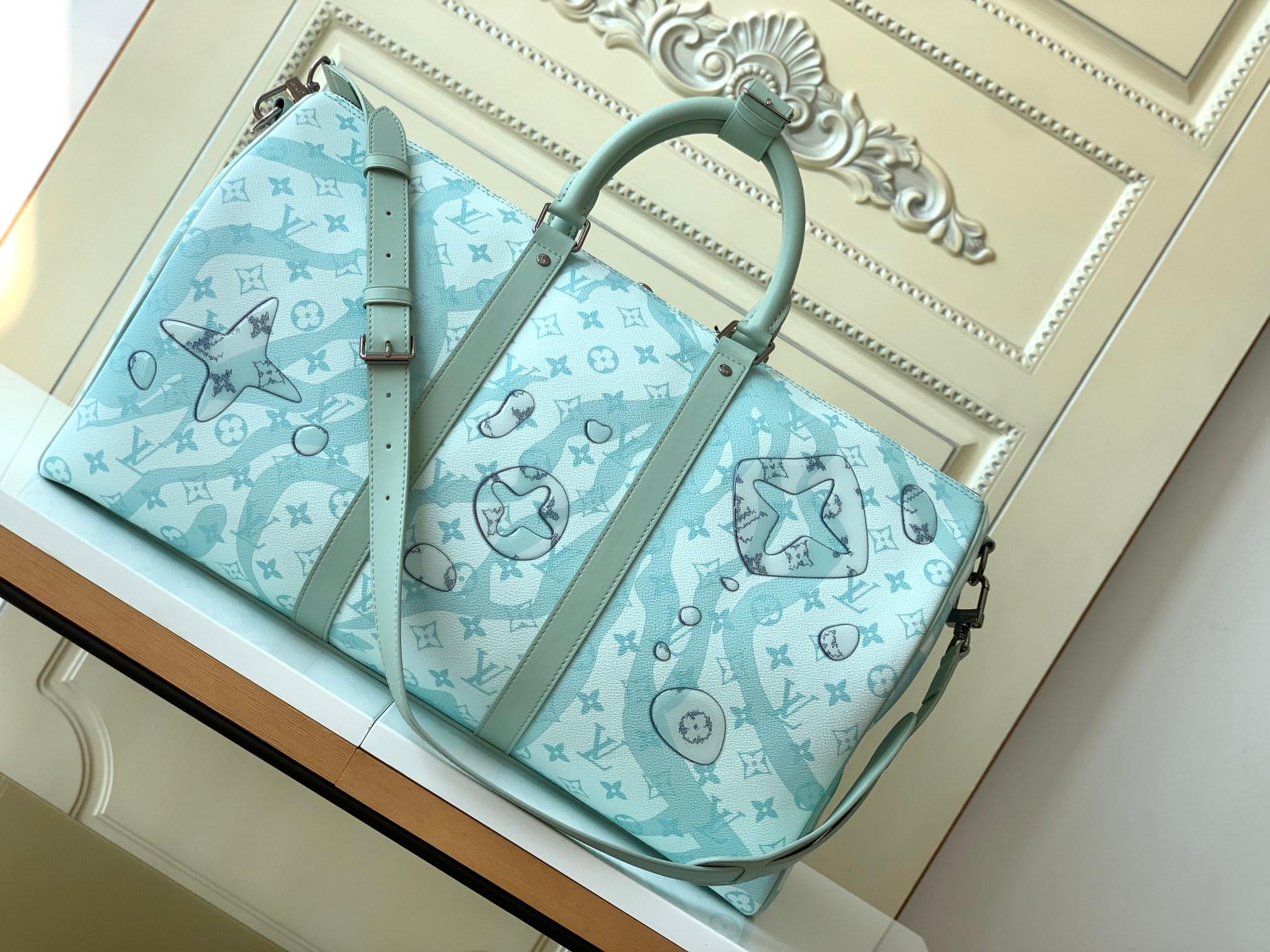 Louis Vuitton Keepall Bandouliere 50 Aqua Garden