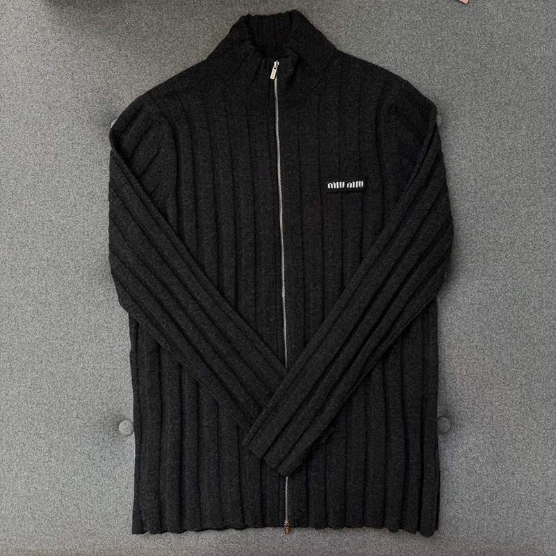 미우미우 울 캐시미어 집업 가디건