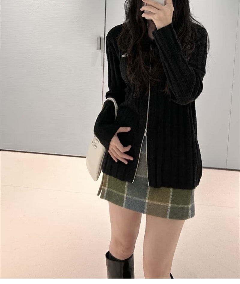 미우미우 울 캐시미어 집업 가디건