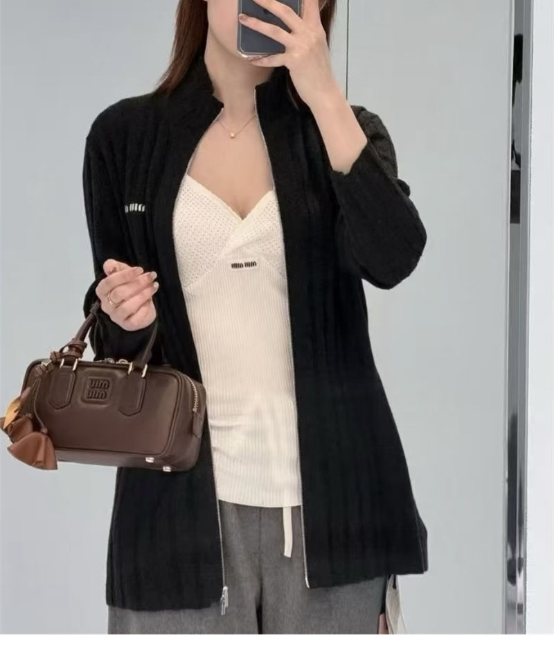 미우미우 울 캐시미어 집업 가디건