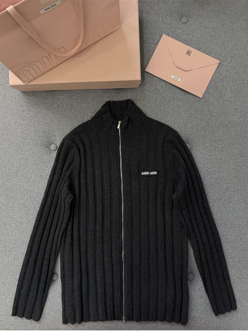 미우미우 울 캐시미어 집업 가디건