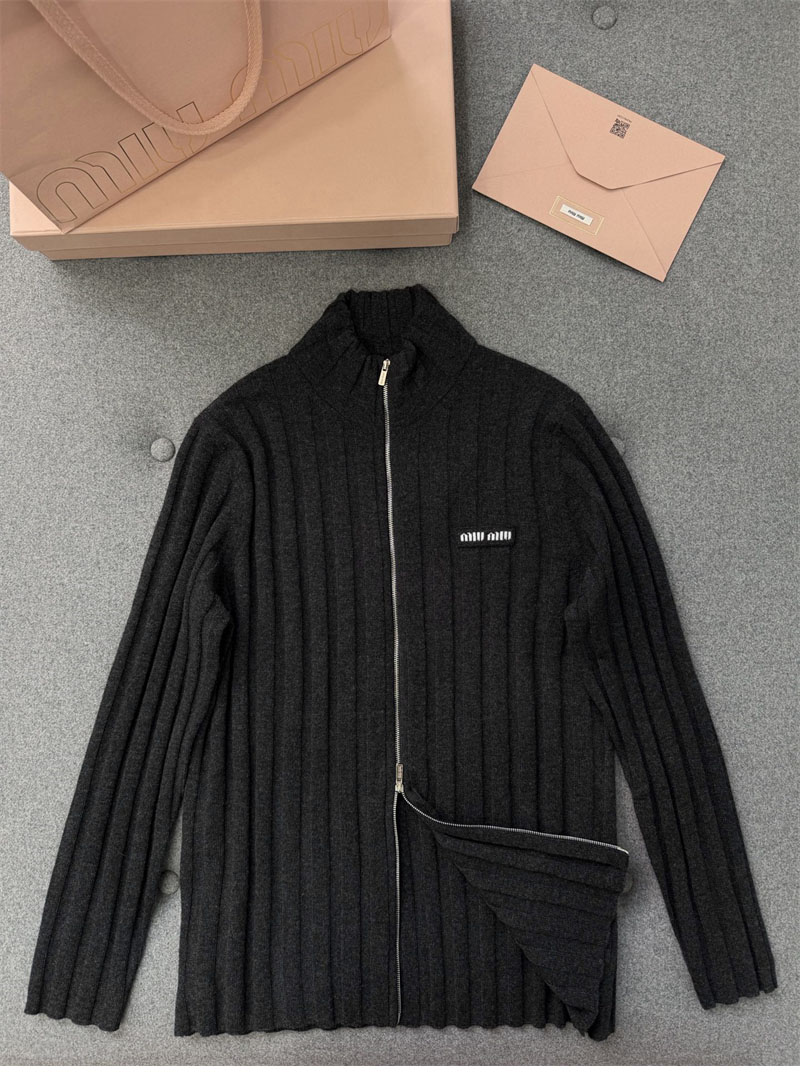 미우미우 울 캐시미어 집업 가디건