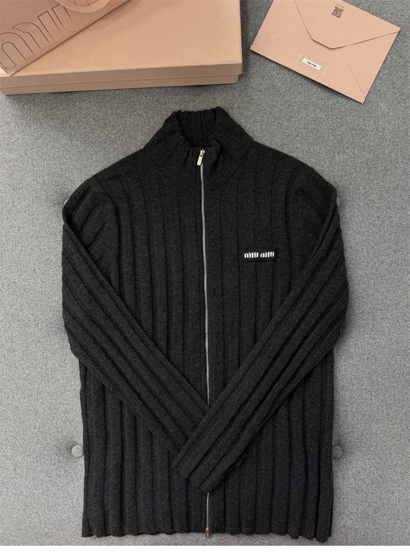 미우미우 울 캐시미어 집업 가디건