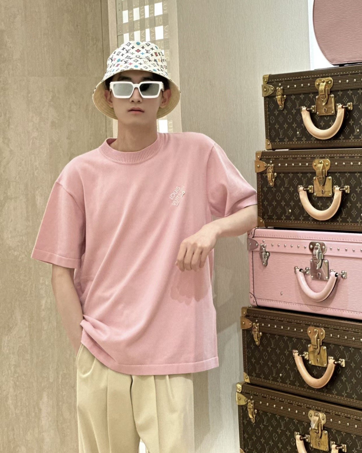 루이비통 엠브로이더드 시그니처 쇼트 슬리브 코튼 니트 반팔 “4COLOR”