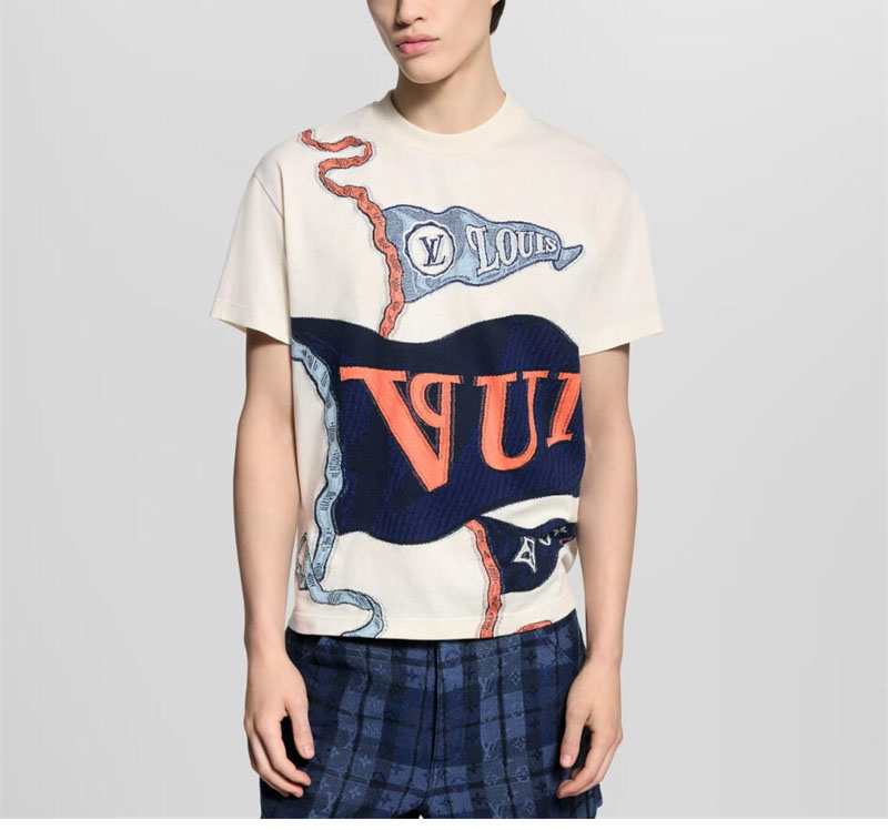 루이비통 LV 클럽 플래그 모티프 인따르시아 그래픽 티셔츠