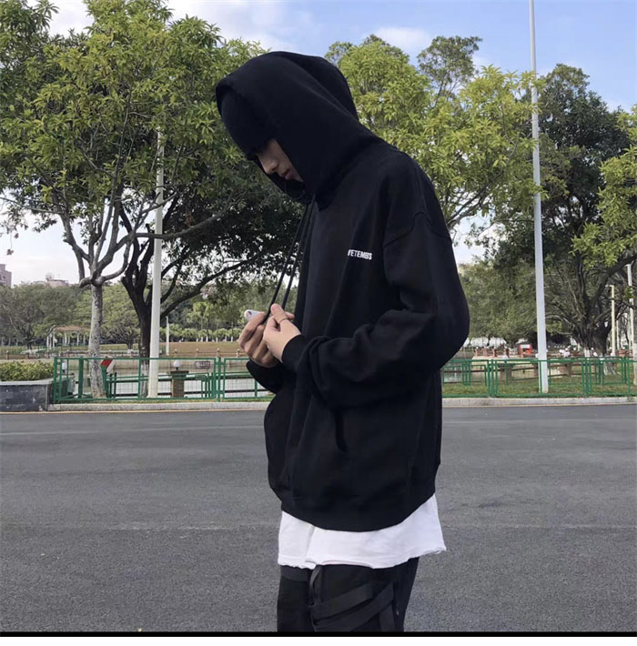 발렌시아가 로고 코튼 후디