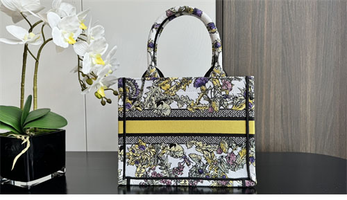 디올 북 토트백 스몰 샤돈 라떼 옐로우 멀티