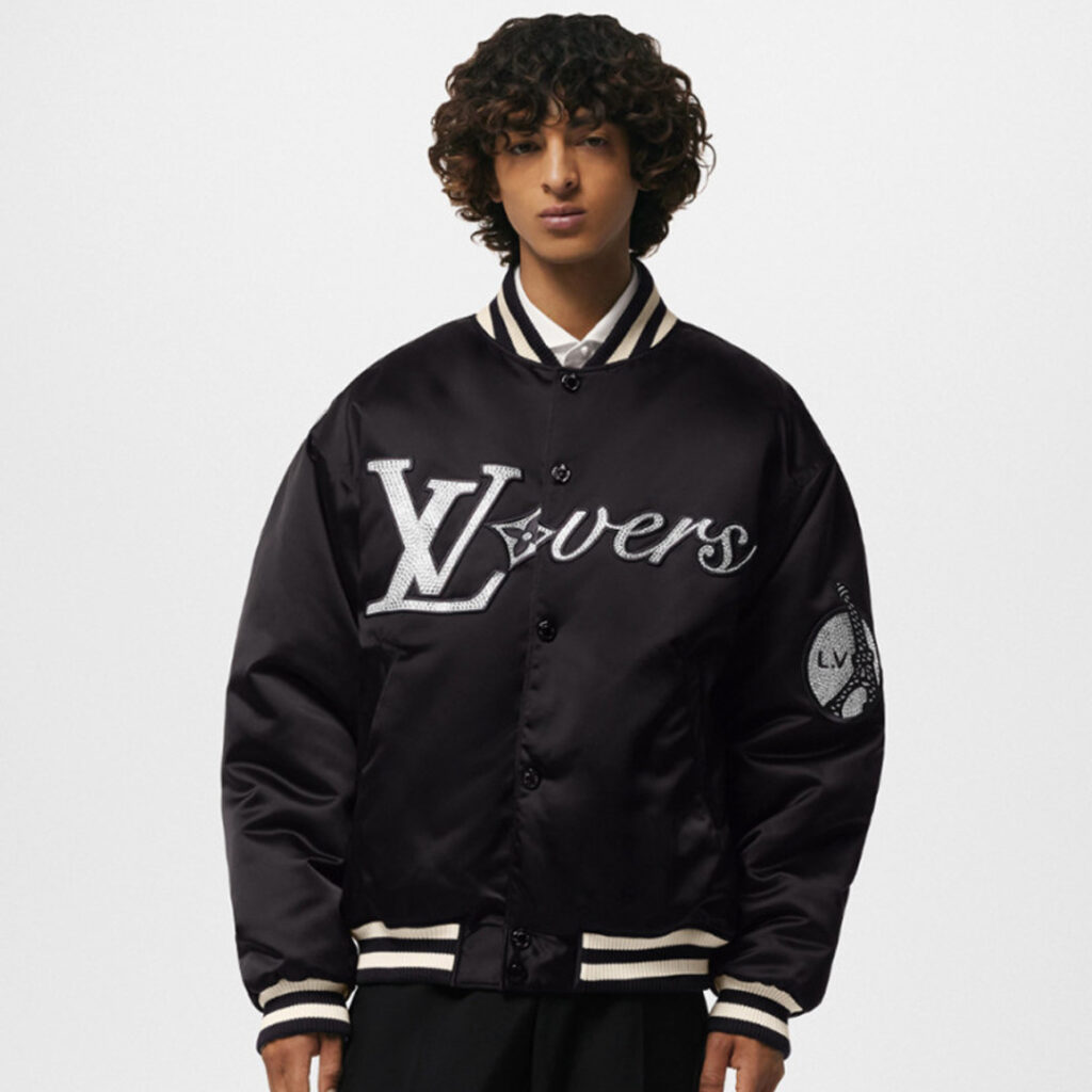 24SS루이비통 엠브로이더드 나일론 베이스볼 블루종 점퍼 블랙