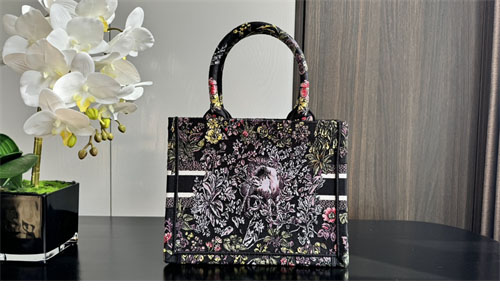 디올 북 토트백 스몰 밀레피오리 유니콘 블랙 멀티