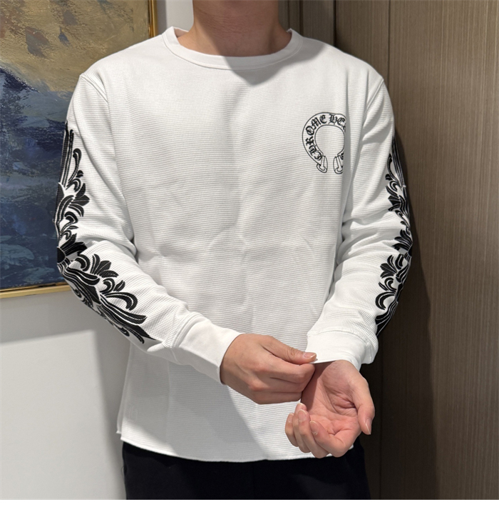 크롬하츠 홀스슈 플로럴 슬리브 와플 써멀 티셔츠