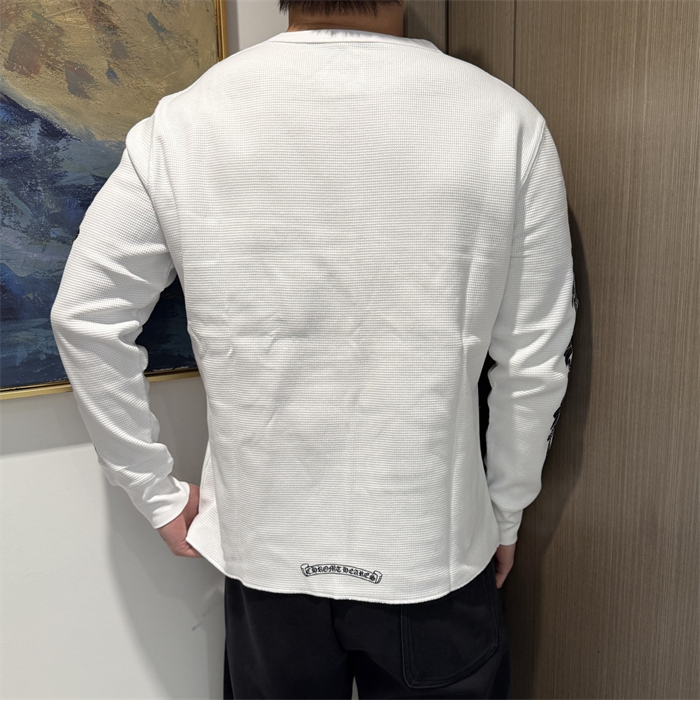 크롬하츠 홀스슈 플로럴 슬리브 와플 써멀 티셔츠