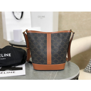 Celine Small Bucket Triomphe Canvas & Calfskin