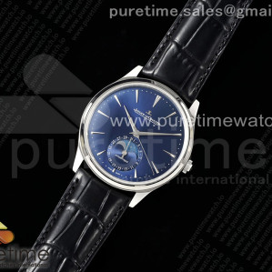 APS공장 예거르쿨트르 마스터 울트라씬 문페이즈 스틸 블루다이얼 가죽스트랩 Master Ultra Thin Moon SS APSF 1_1 Best Edition Blue Dial on Black Leather Strap SA925 Super Clone