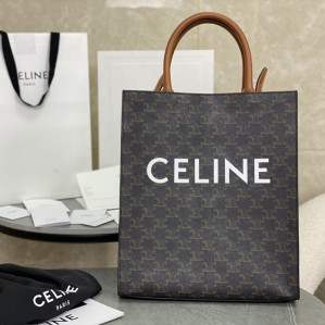 셀린느 버티컬 카바스 스몰 토트백 트리옹프 캔버스 탄 191542