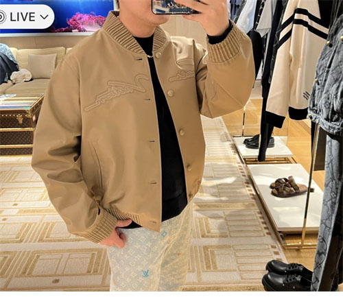 루이비통 엠브로이더드 코튼 블렌드 블루종 보머