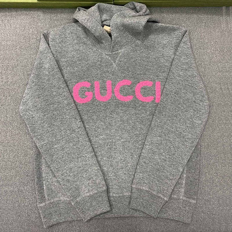 구찌 로고 엠브로이더드 울 후디