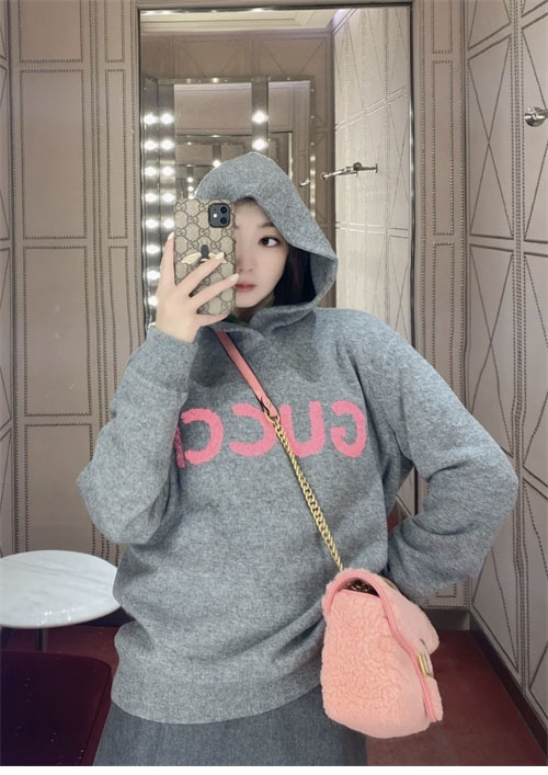 구찌 로고 엠브로이더드 울 후디